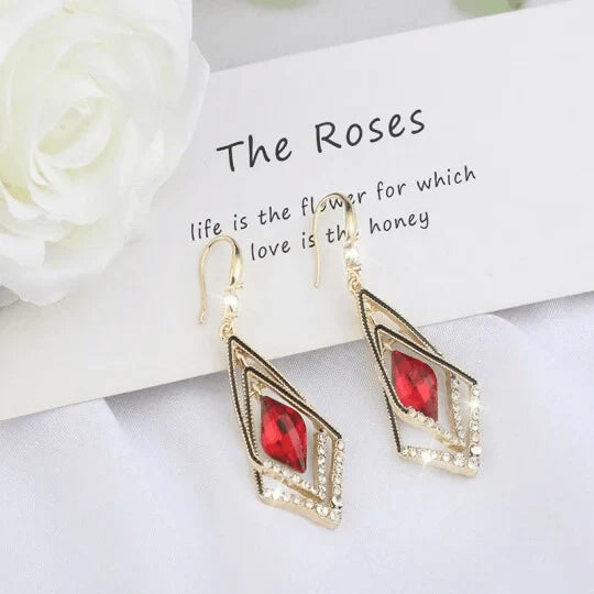 Diamond-Shaped Sapphire Earrings