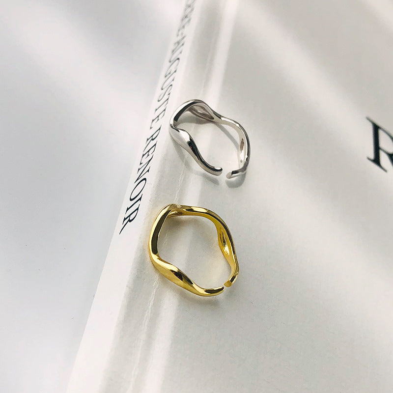 925 Sterling Silver Irregular Wave Ring