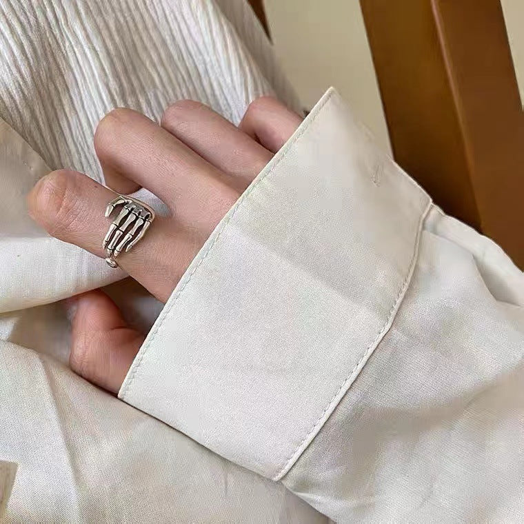 Sterling Silver Dark Bone Claw Ring