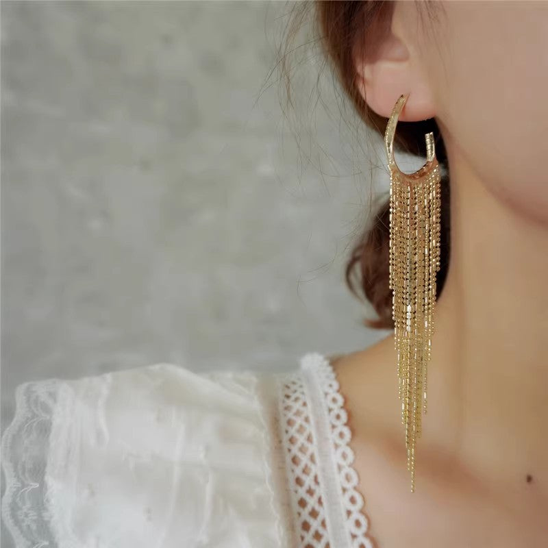 Round Long Tassel Earrings