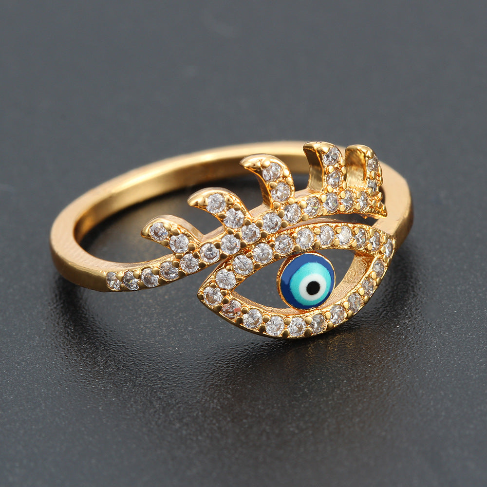 Crystal Blue Evil Eye Ring