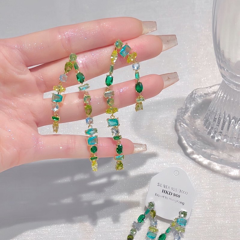 Green Forest Tassel Earrings