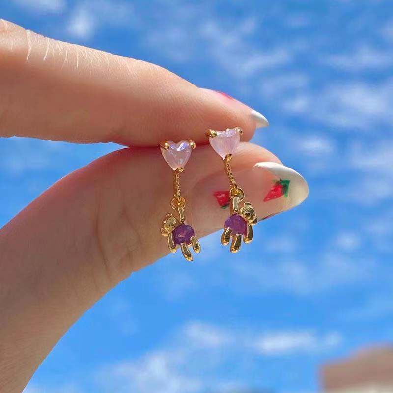 18K Gold Plated Bear Stud Earrings Set