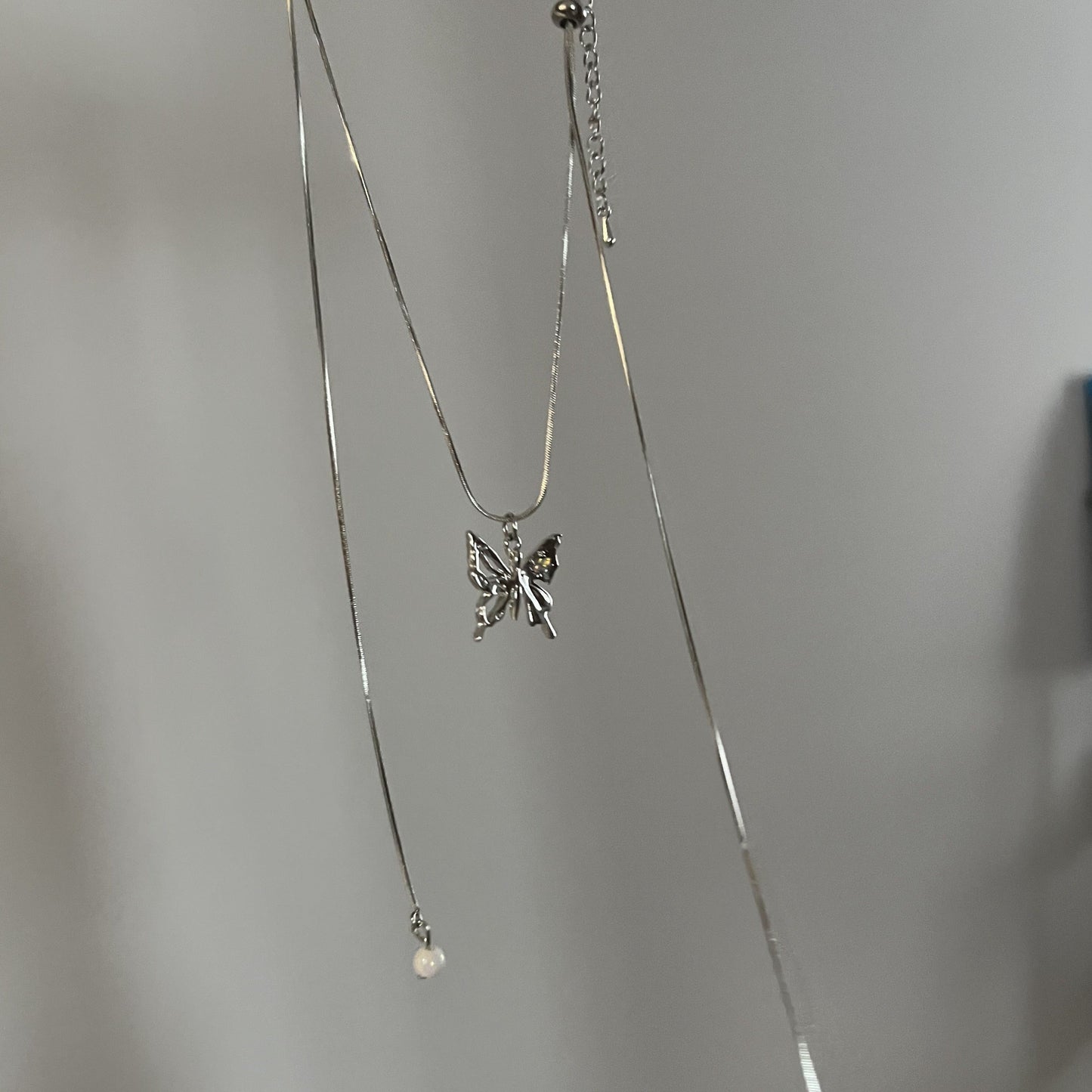 Butterfly Pearl Tassel Necklace