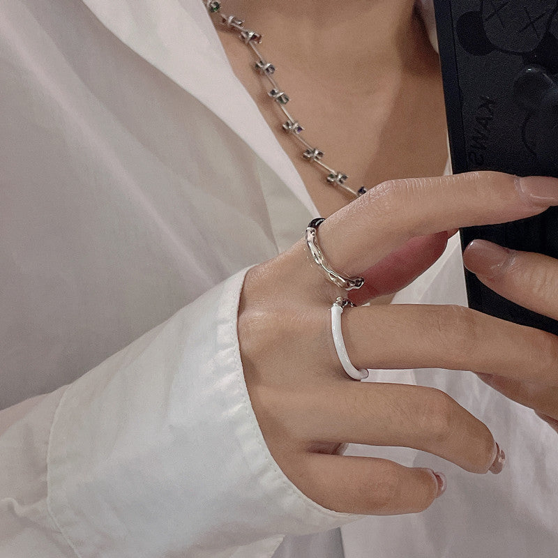 Textured Liquid Metal Drip Glaze Ring