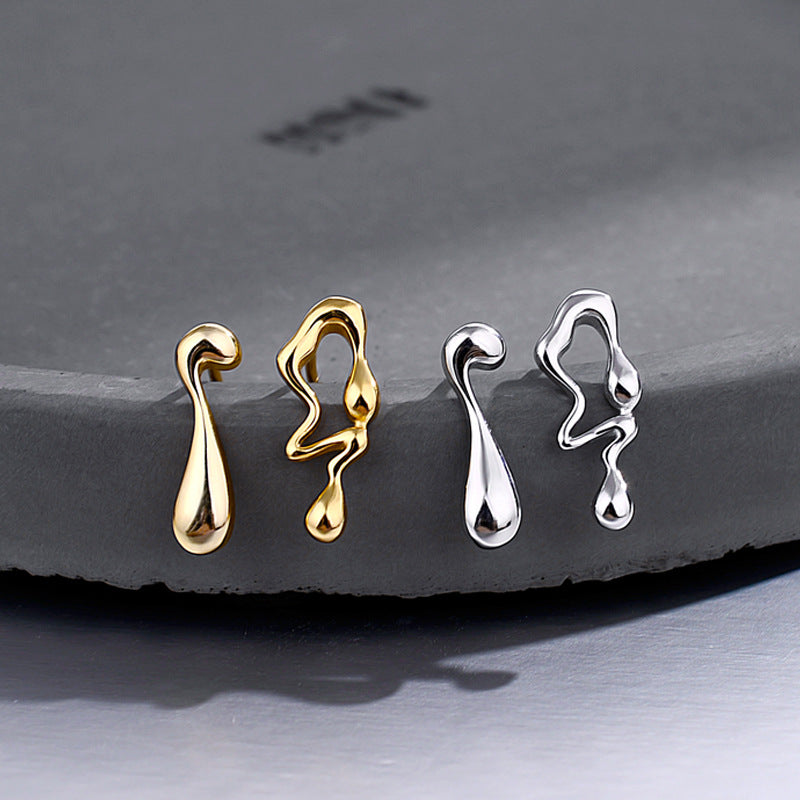 925 Sterling Silver Irregular Water Drop Earrings