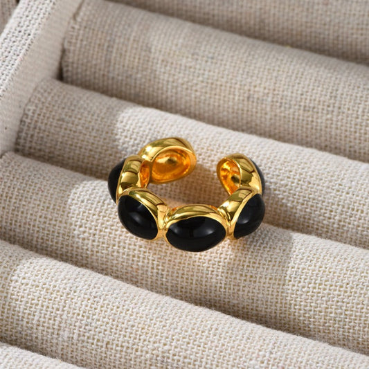 Gold Trimmed Onyx Ear Cuff/Rings