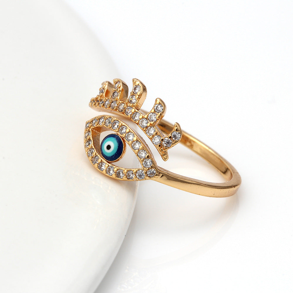 Crystal Blue Evil Eye Ring