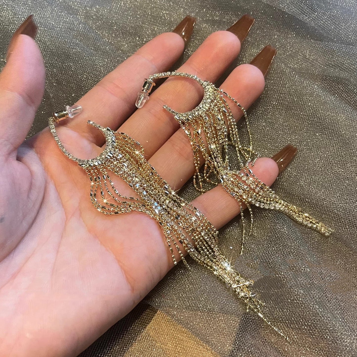 Round Long Tassel Earrings