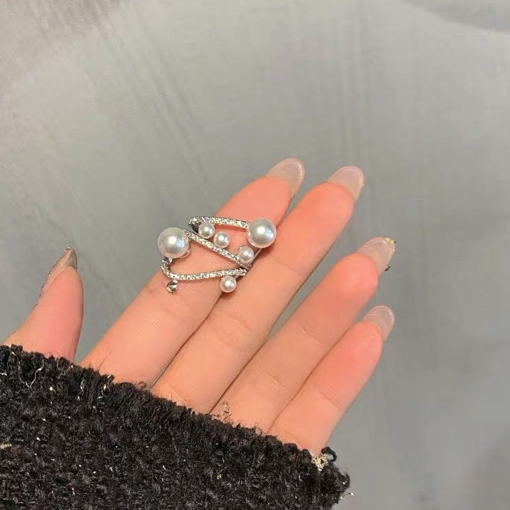 Personalised Twisted Diamond Pearl Ring