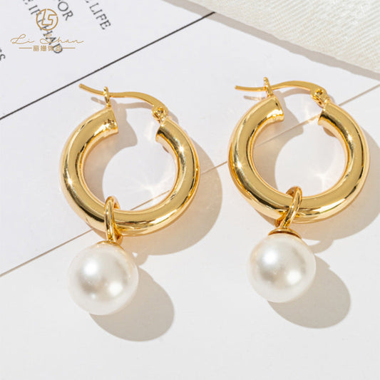 Nuri Pearl Hoop Earrings