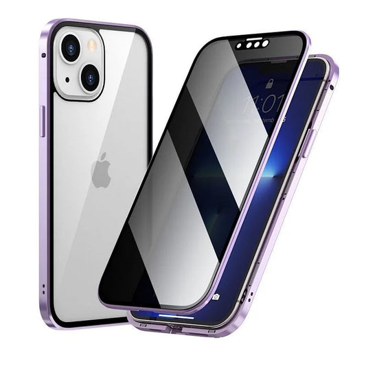 iPhone Anti-Peep Magnetic Case – Privacy Screen Protector with Double-Sided Tempered Glass, Wireless Charging Support