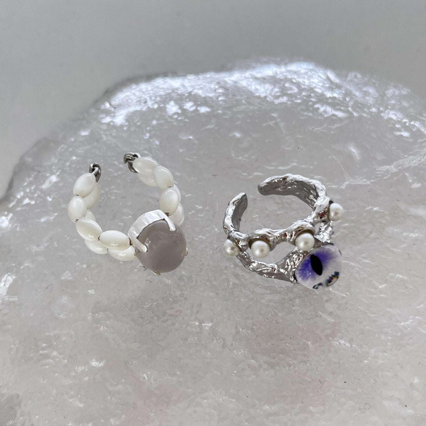 Cat's Eye Pearl Adjustable Ring