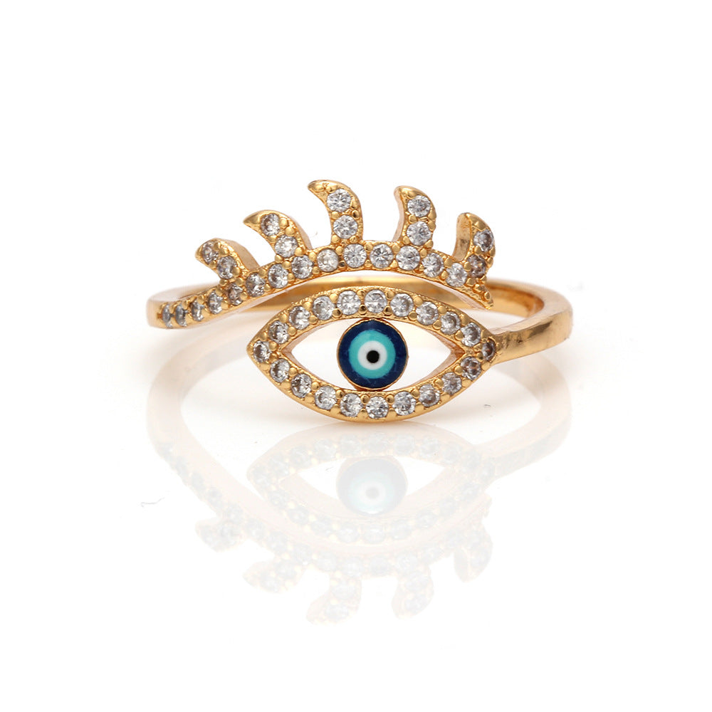 Crystal Blue Evil Eye Ring
