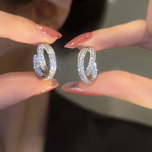 Crossover Micro Zirconia Earrings