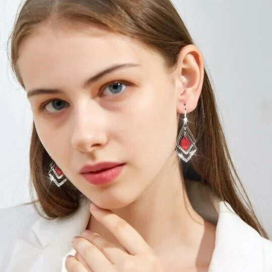 Diamond-Shaped Sapphire Earrings