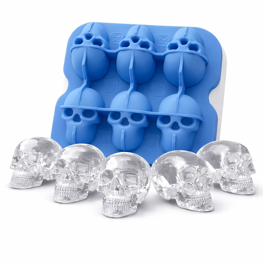 Silicone Skull Ice Cube Maker Tray with Large Reusable Mold for Drinks and Whiskey Ball