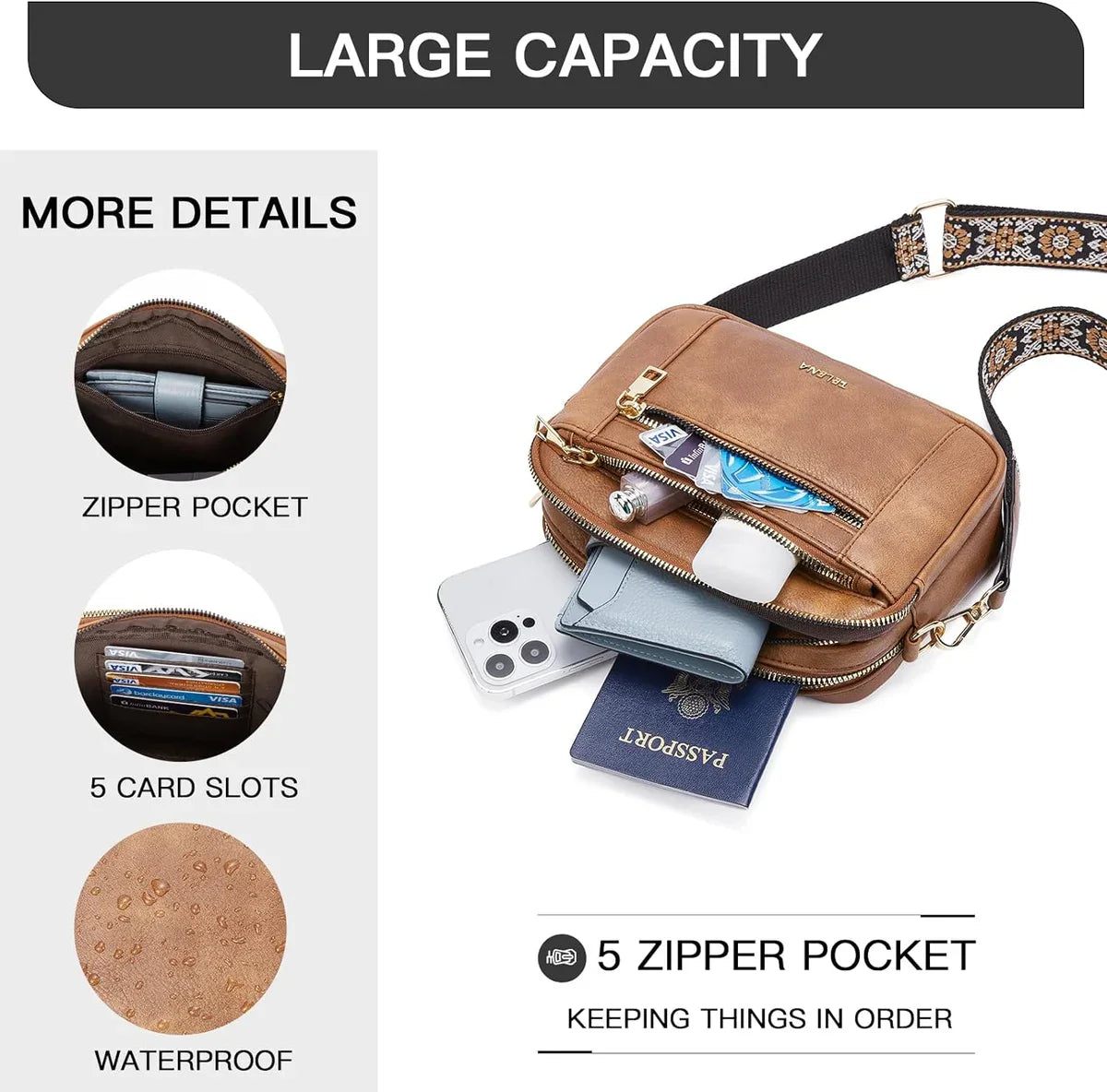Handmade Crossbody Leather Bags with Colorful Straps - Stylish Purses & Wallets for Women
