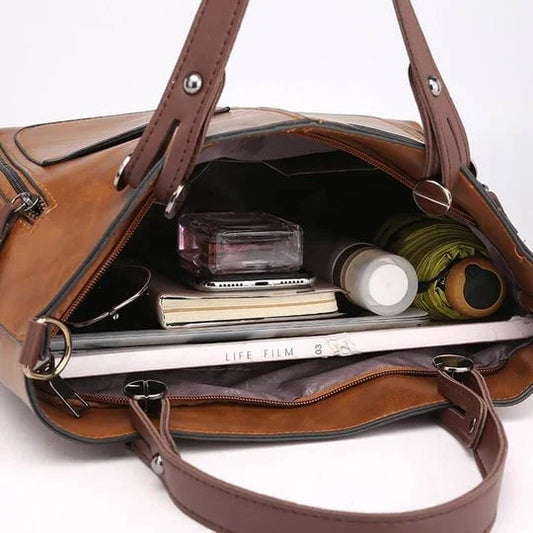 Vintage Leather Shoulder Bag for Women - Classic Crossbody Design with High-Quality Leather