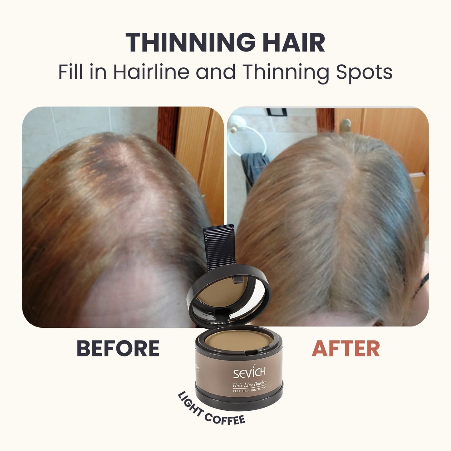 Hairline Powder – Waterproof Root Touch-Up & Hair Loss Concealer, 48H Coverage for Thinning, Bald Spots & Gray Roots