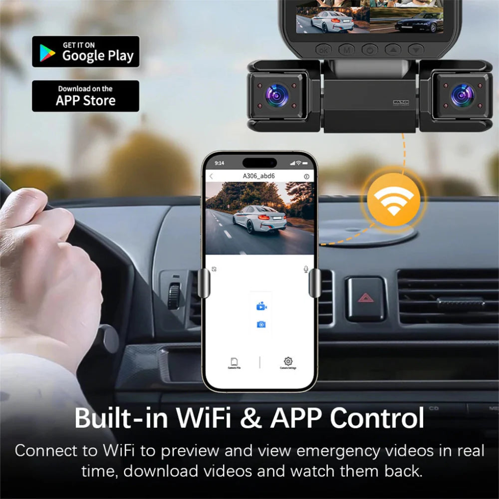 1080P Dash Cam WiFi Car Channel Camera System