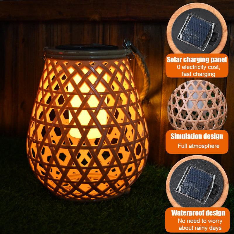 Outdoor Solar Rattan Portable Lantern