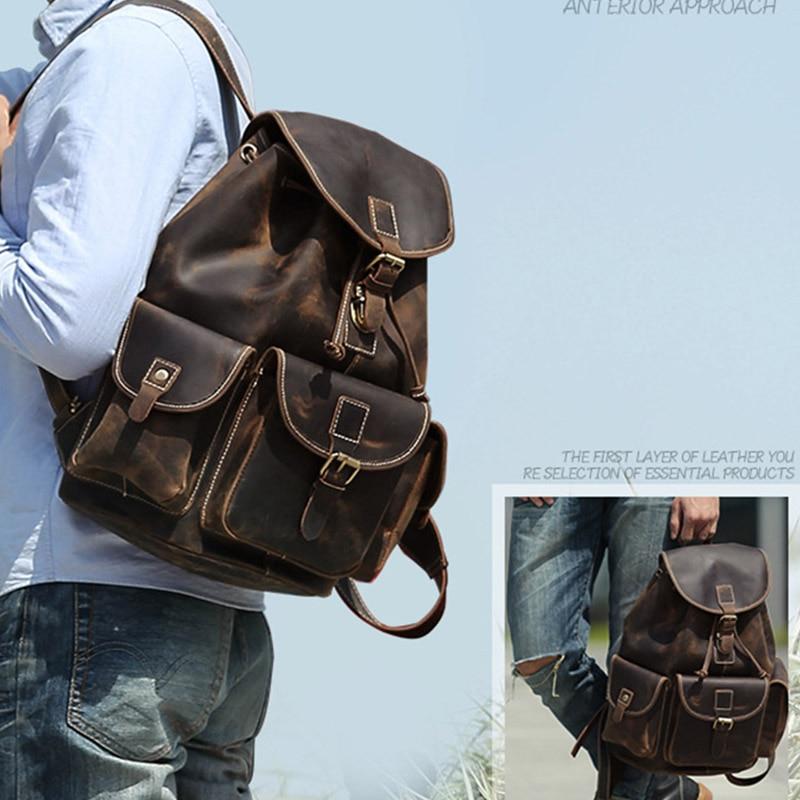 Camping Genuine Leather Thick Backpack