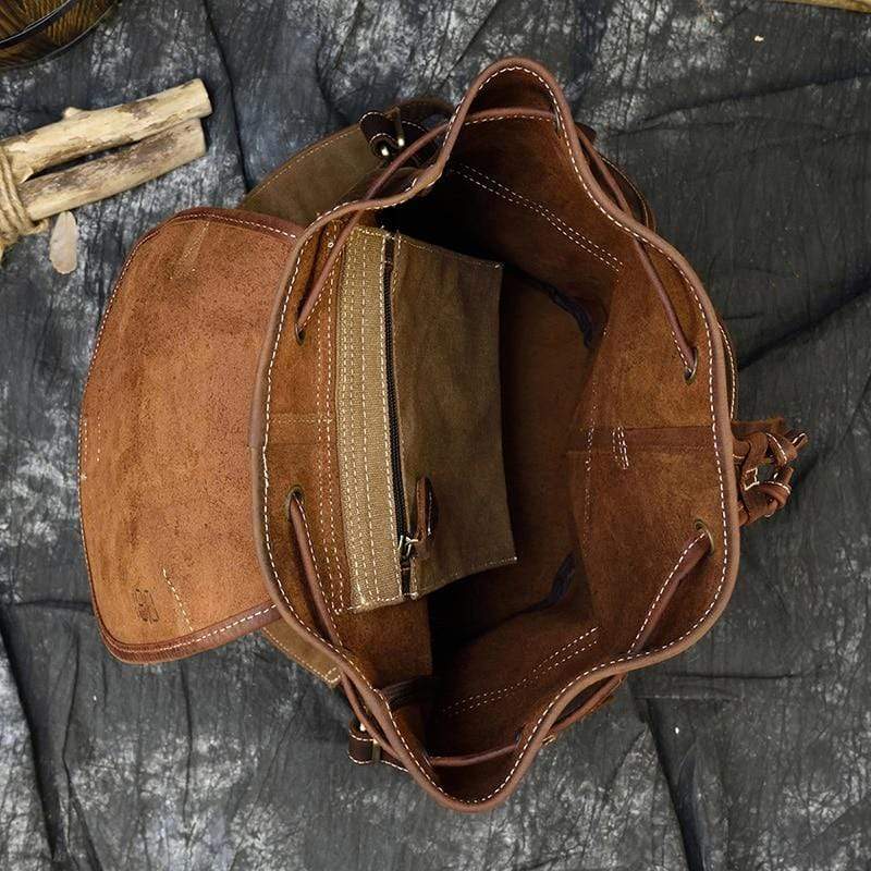 Camping Genuine Leather Thick Backpack