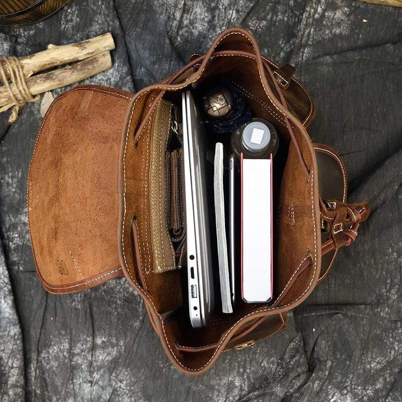 Camping Genuine Leather Thick Backpack