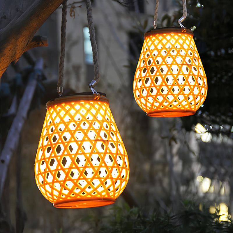 Outdoor Solar Rattan Portable Lantern
