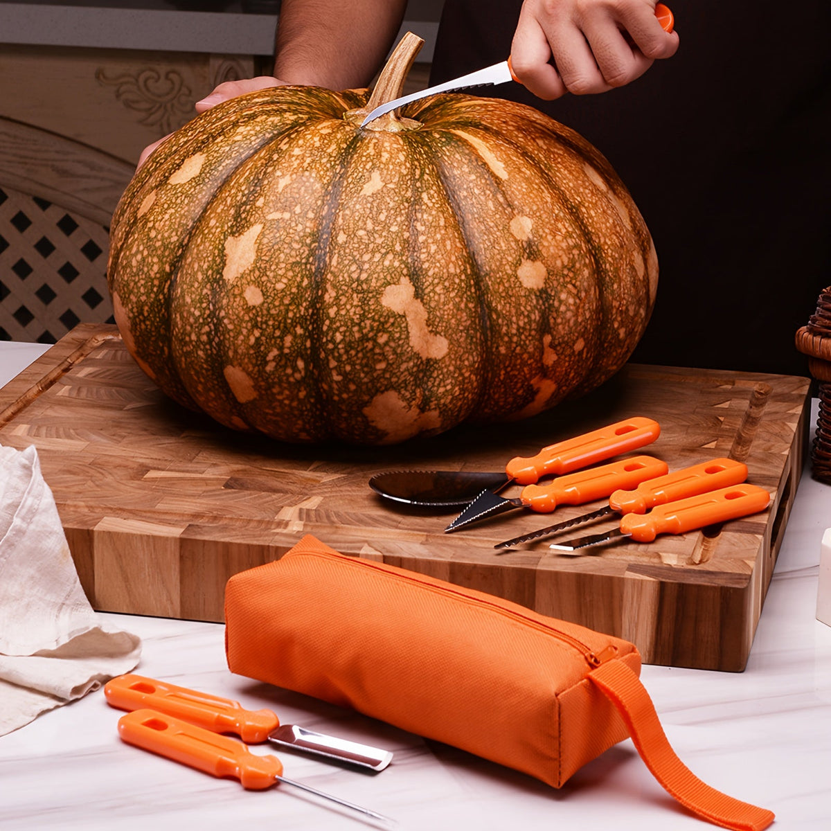 Pumpkin Carving Tools and Kit with Stainless Steel Supplies Storage Bag and Knife Set