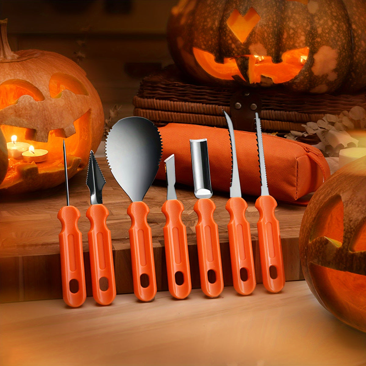 Pumpkin Carving Tools and Kit with Stainless Steel Supplies Storage Bag and Knife Set