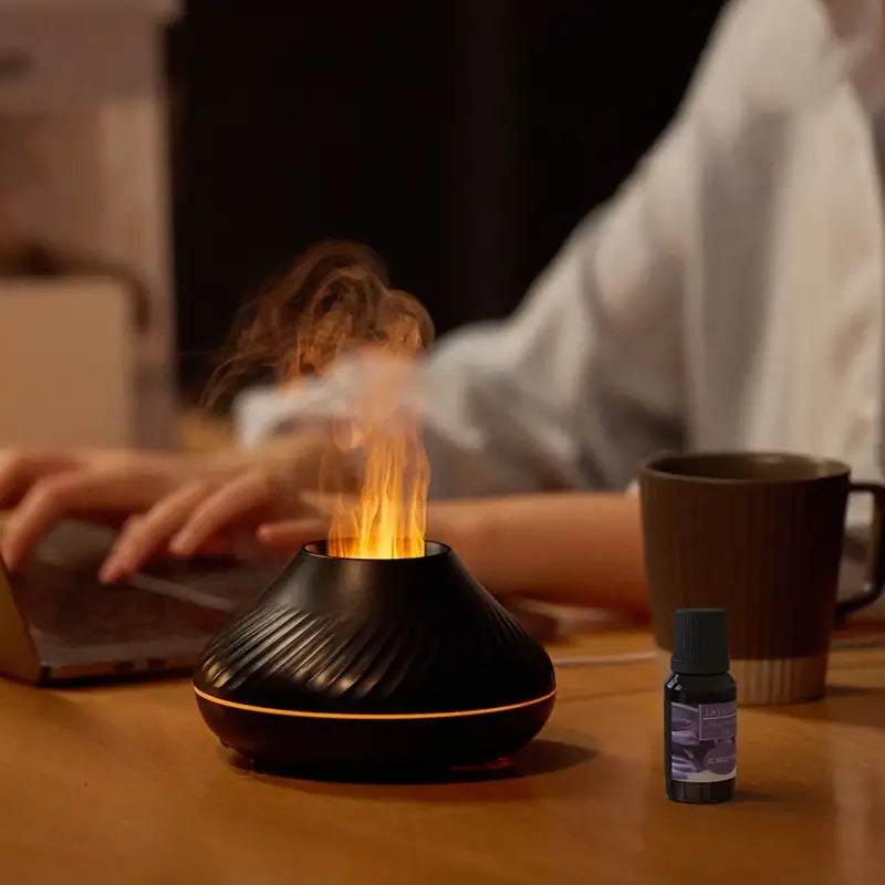 Luxury Ultrasonic Aroma Diffuser with Calming Flame Light and 130ml Capacity