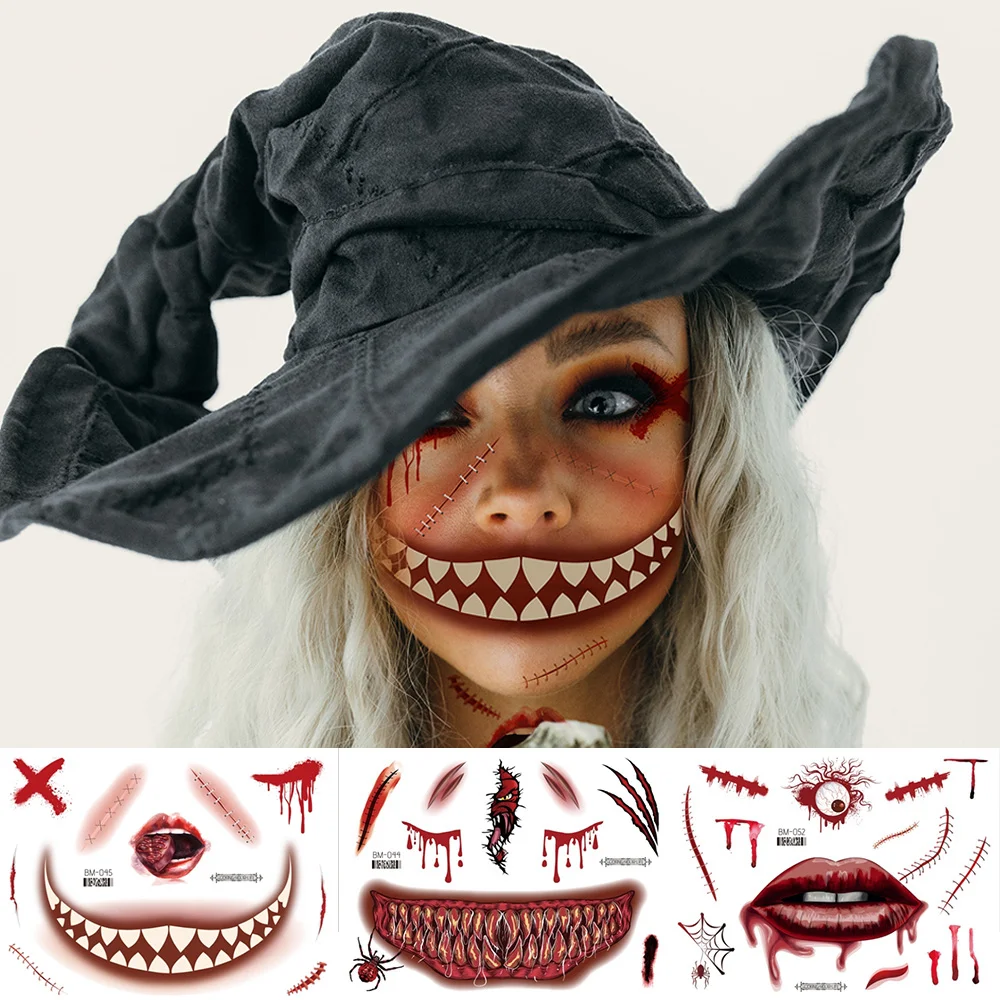 Halloween Temporary Tattoo Makeup – Realistic Fake Wounds, Scars & Blood FX Stickers for Costume & Prank Use