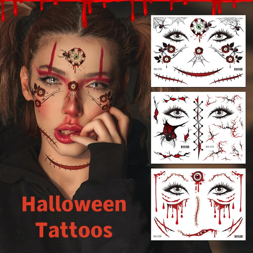 Halloween Temporary Tattoo Makeup – Realistic Fake Wounds, Scars & Blood FX Stickers for Costume & Prank Use