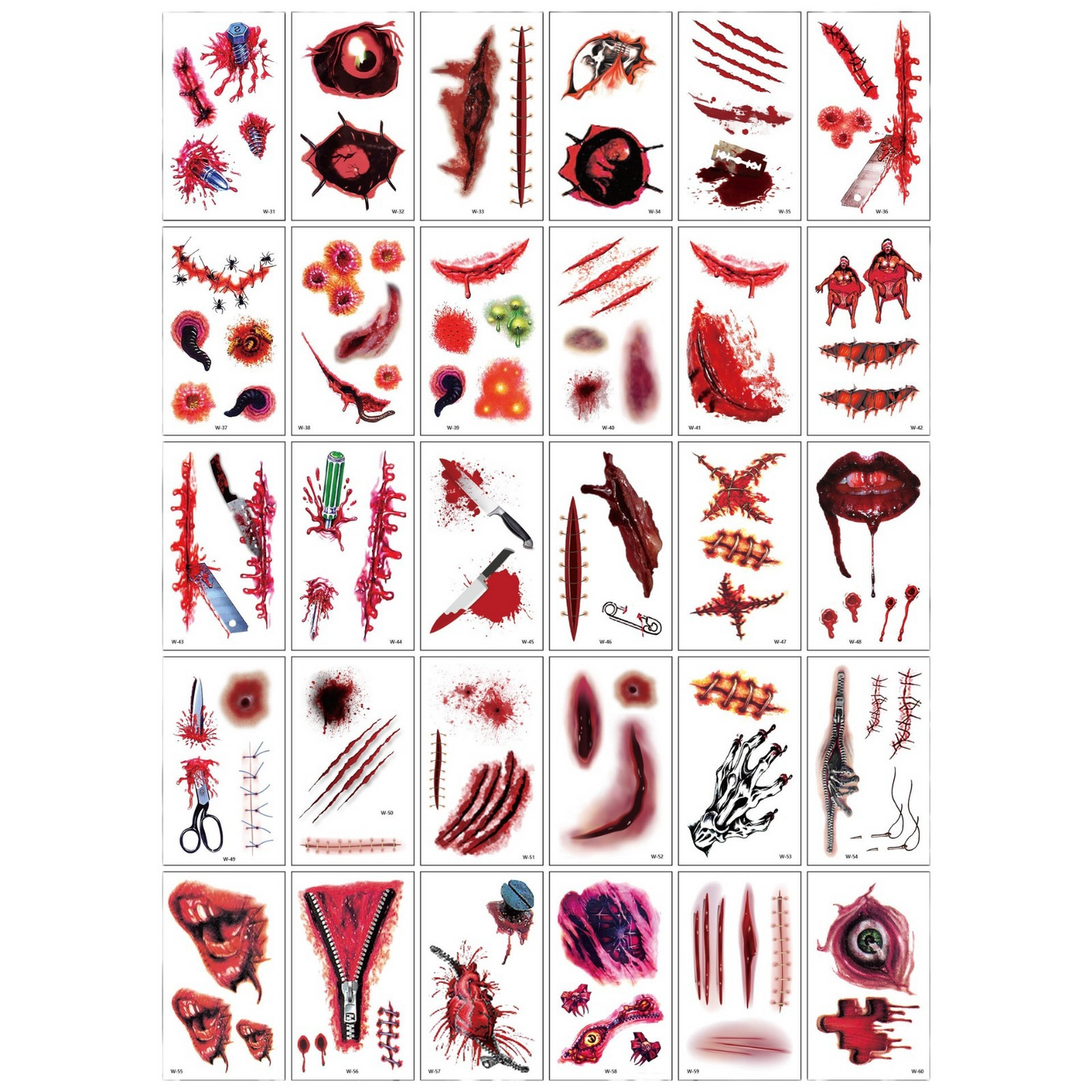 Halloween Temporary Tattoo Makeup – Realistic Fake Wounds, Scars & Blood FX Stickers for Costume & Prank Use