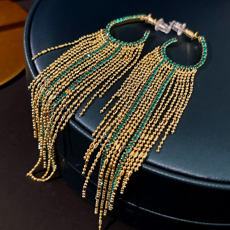 Round Long Tassel Earrings