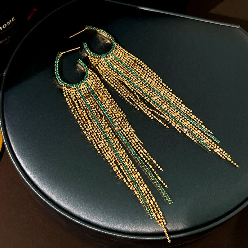 Round Long Tassel Earrings