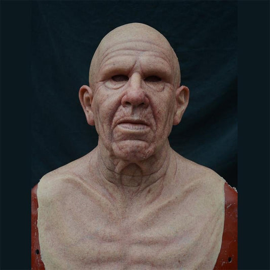 Halloween Simulation Latex Mask – Realistic Old Man Face with Hair, Breathable Non-Toxic Latex Cosplay & Party Costume Mask
