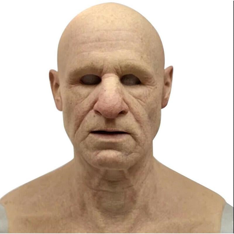 Halloween Simulation Latex Mask – Realistic Old Man Face with Hair, Breathable Non-Toxic Latex Cosplay & Party Costume Mask