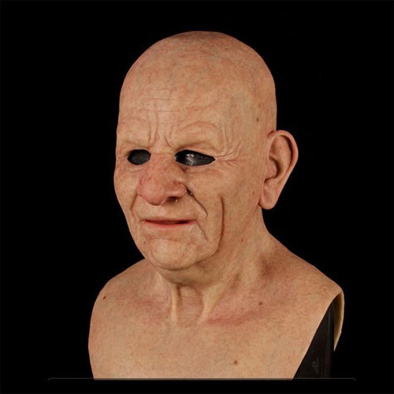 Halloween Simulation Latex Mask – Realistic Old Man Face with Hair, Breathable Non-Toxic Latex Cosplay & Party Costume Mask