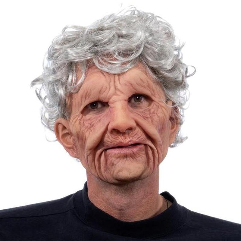 Halloween Simulation Latex Mask – Realistic Old Man Face with Hair, Breathable Non-Toxic Latex Cosplay & Party Costume Mask