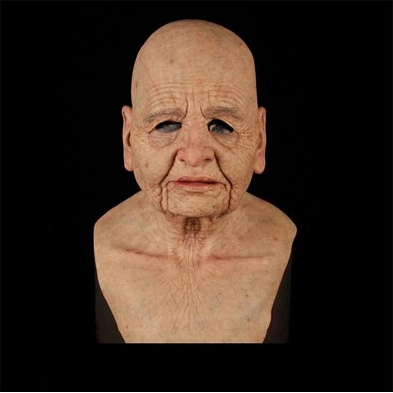 Halloween Simulation Latex Mask – Realistic Old Man Face with Hair, Breathable Non-Toxic Latex Cosplay & Party Costume Mask