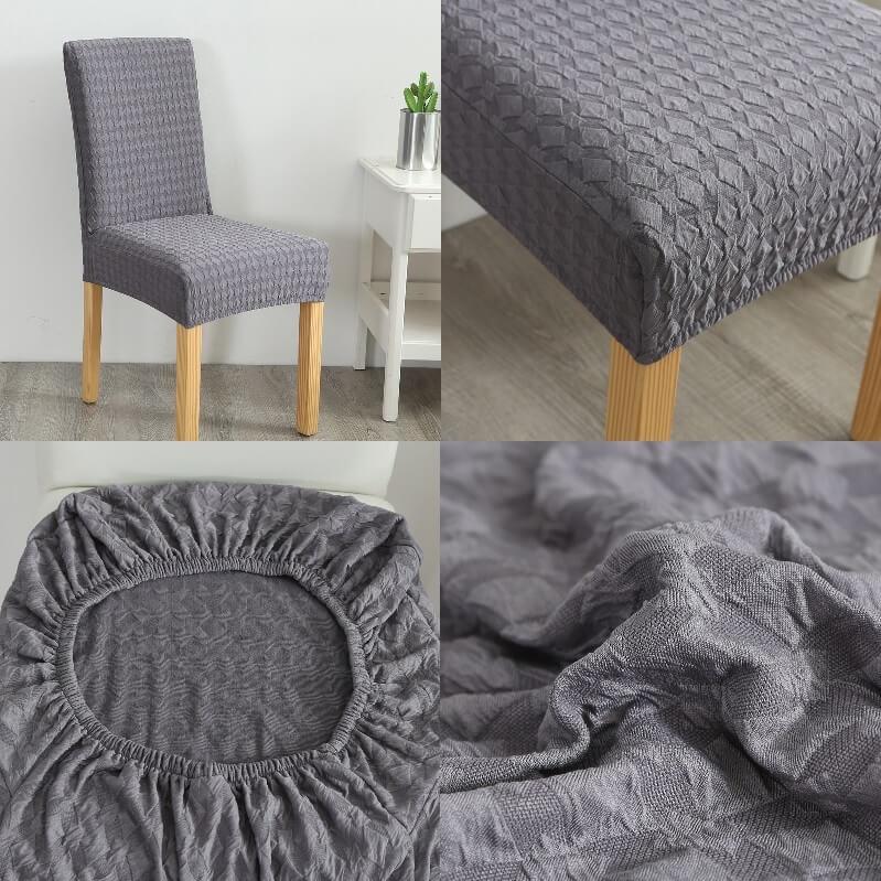 Universal Stretch Solid Colored Jacquard Polyester Slipcovers