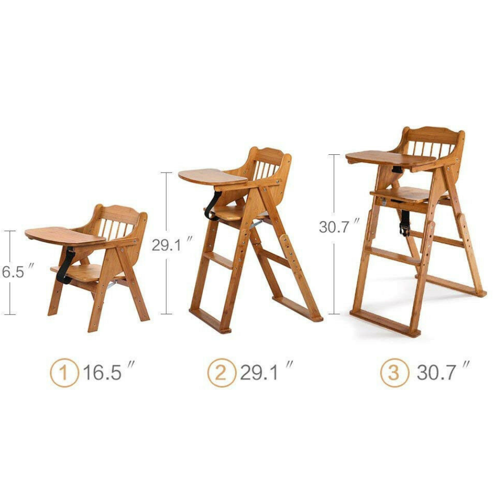 Modern Baby Wooden Foldable Feeding High Chair