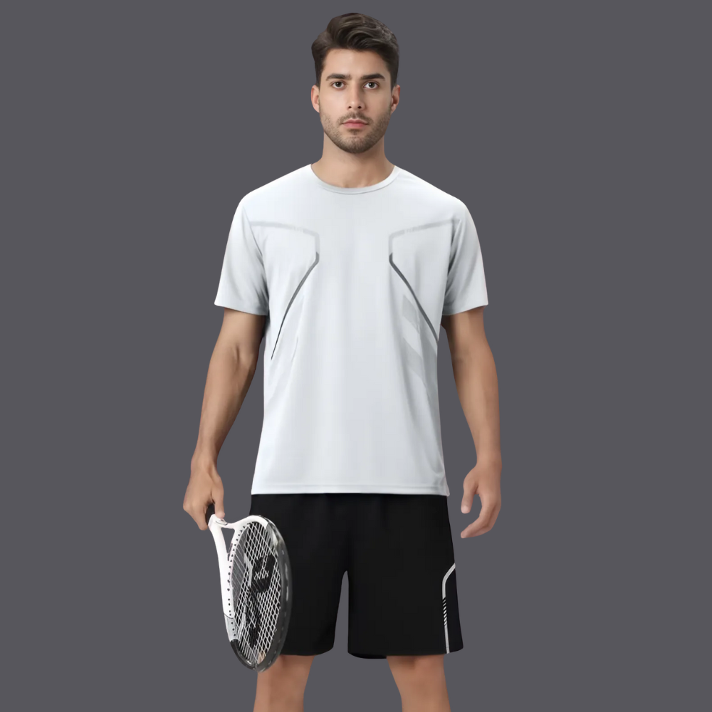 Men’s Sports Outfit – Breathable T-Shirt & Flexible Shorts for Training, Tennis, Padel & Outdoor Fitness