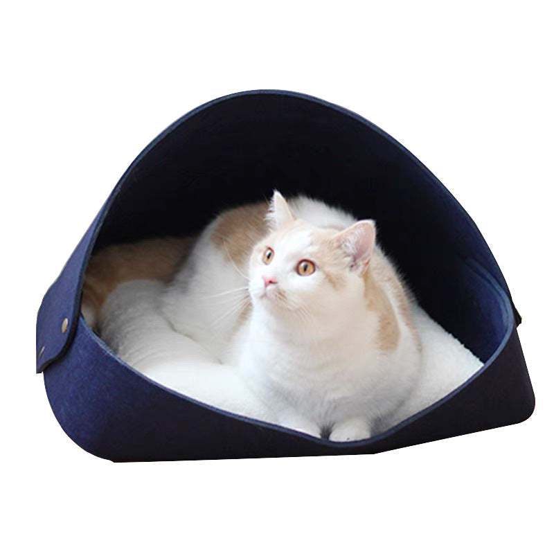 Semi-Enclosed Felt Cat Bed