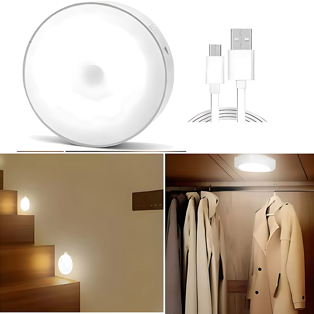 LED Motion Sensor Night Light – USB Rechargeable Wall Lamp for Bedroom, Stairs, Corridor & Wardrobe
