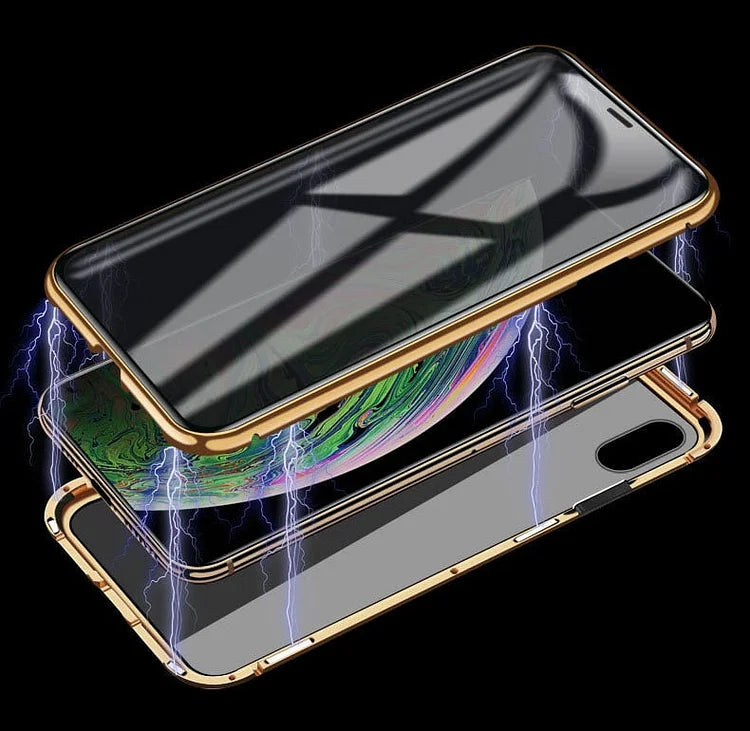 iPhone Anti-Peep Magnetic Case – Privacy Screen Protector with Double-Sided Tempered Glass, Wireless Charging Support