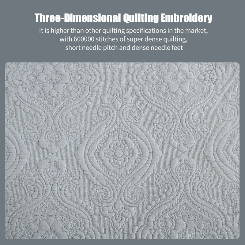 Classic & Gorgeous Style Damask Pattern Coverlet Set for All Season - 3 Piece (1 Quilt, 2 Pillow Shams)
